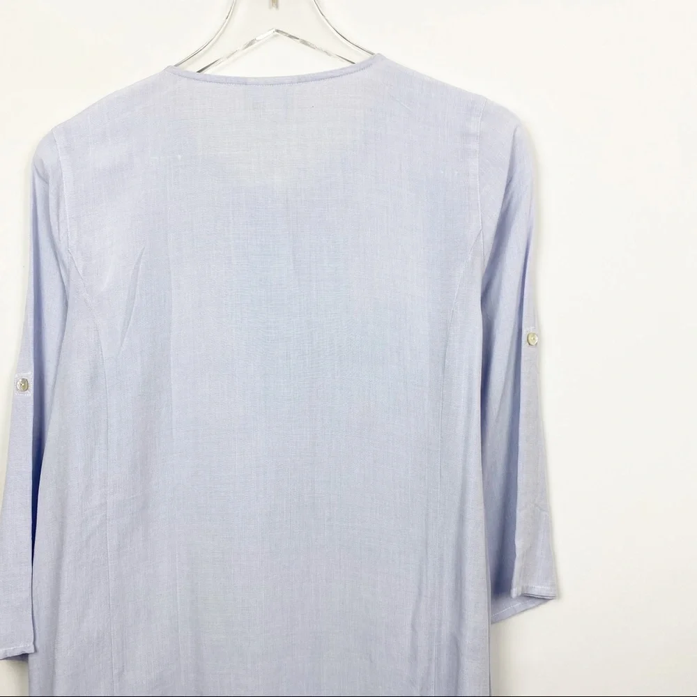 J. Jill Blue Embroidered Long Tunic Dress Small - Picture 4 of 7